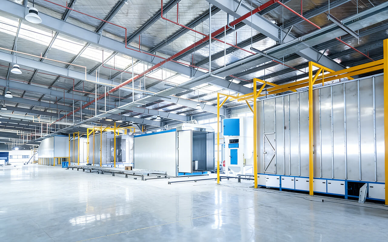 Electrostatic powder coating line