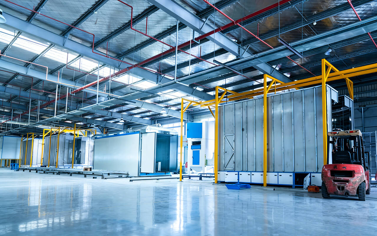 Automatic powder coating and painting line