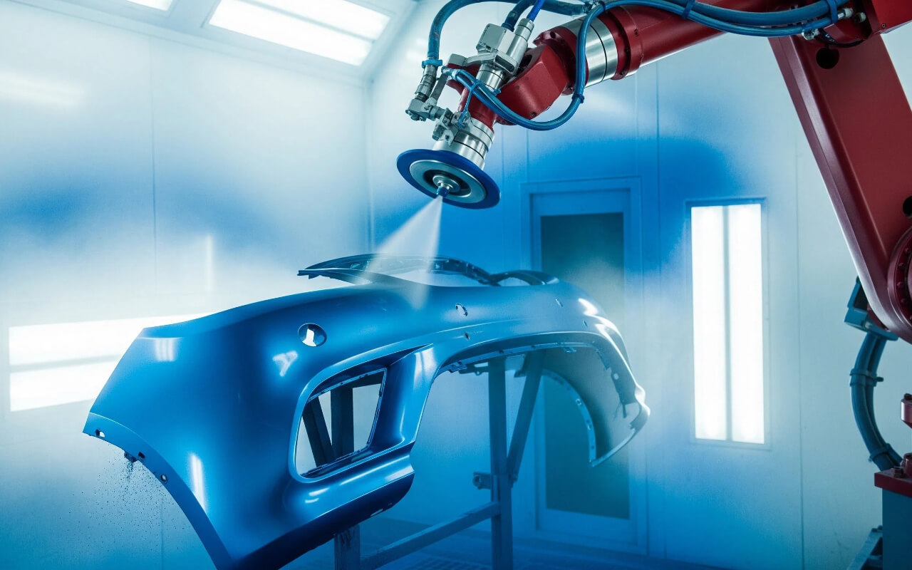 Automotive Painting with High-Voltage Electrostatic Rotary-Cup Spray Robots