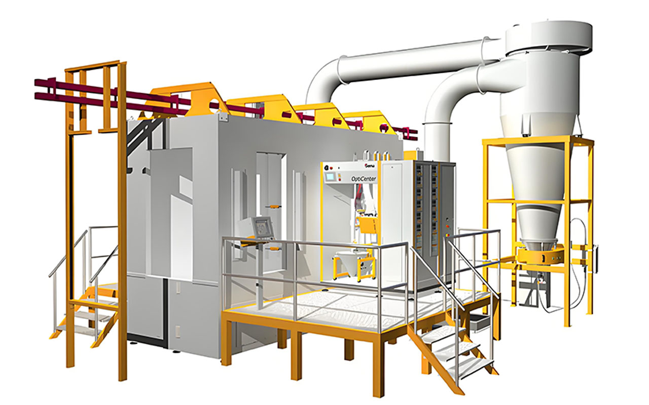 Large Cyclone Automatic Powder Coating Spray Booth 