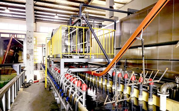 Automated Electrocoating Line with Inclined Chain Conveyor Track