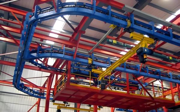 Quais são os principais sistemas de transporte utilizados em linhas de pintura automotiva?
